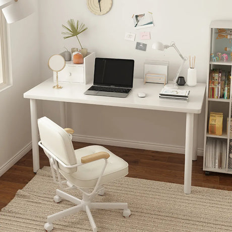 Small White Rectangular Wooden Writing Desk Image - 1