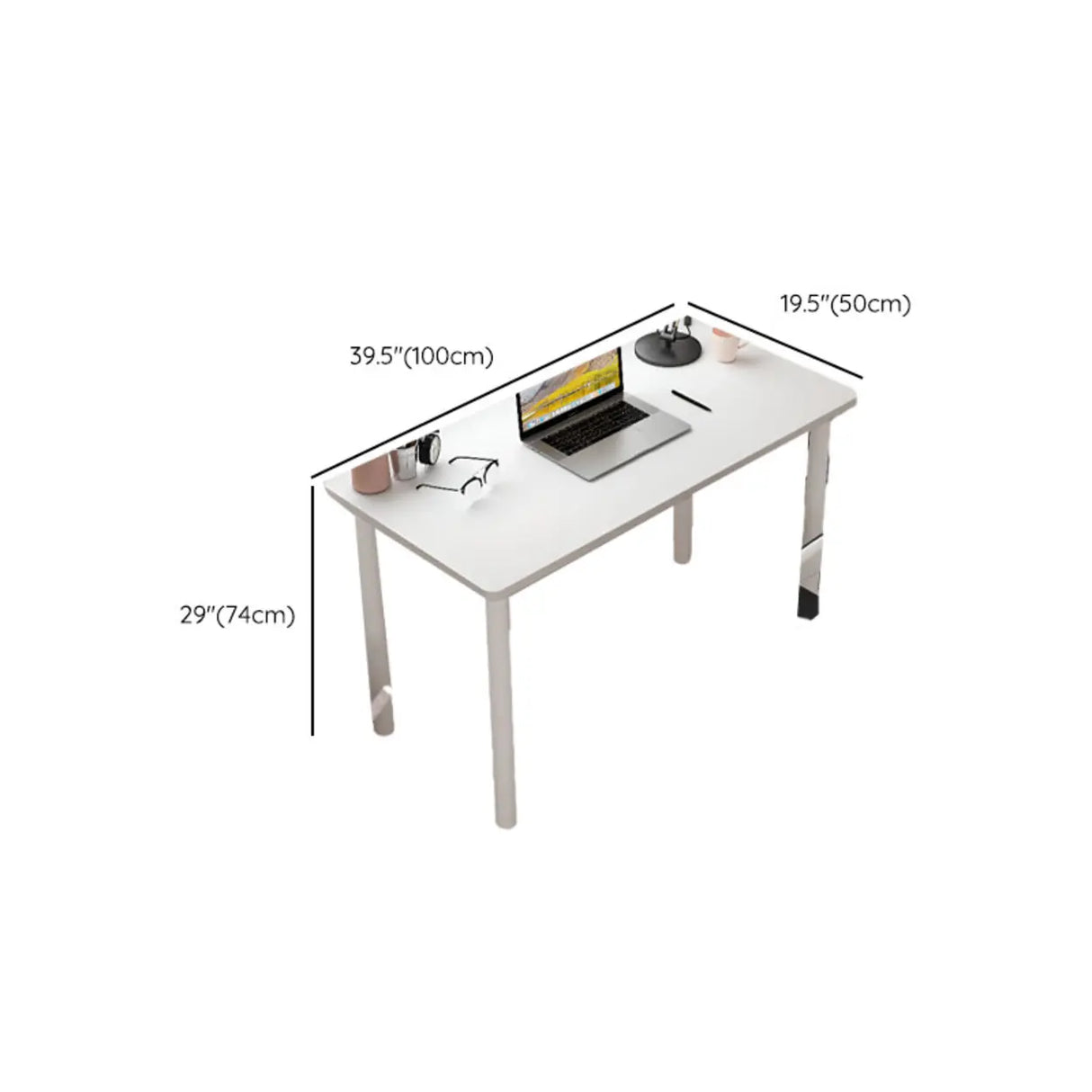Small White Rectangular Wooden Writing Desk Image - 11