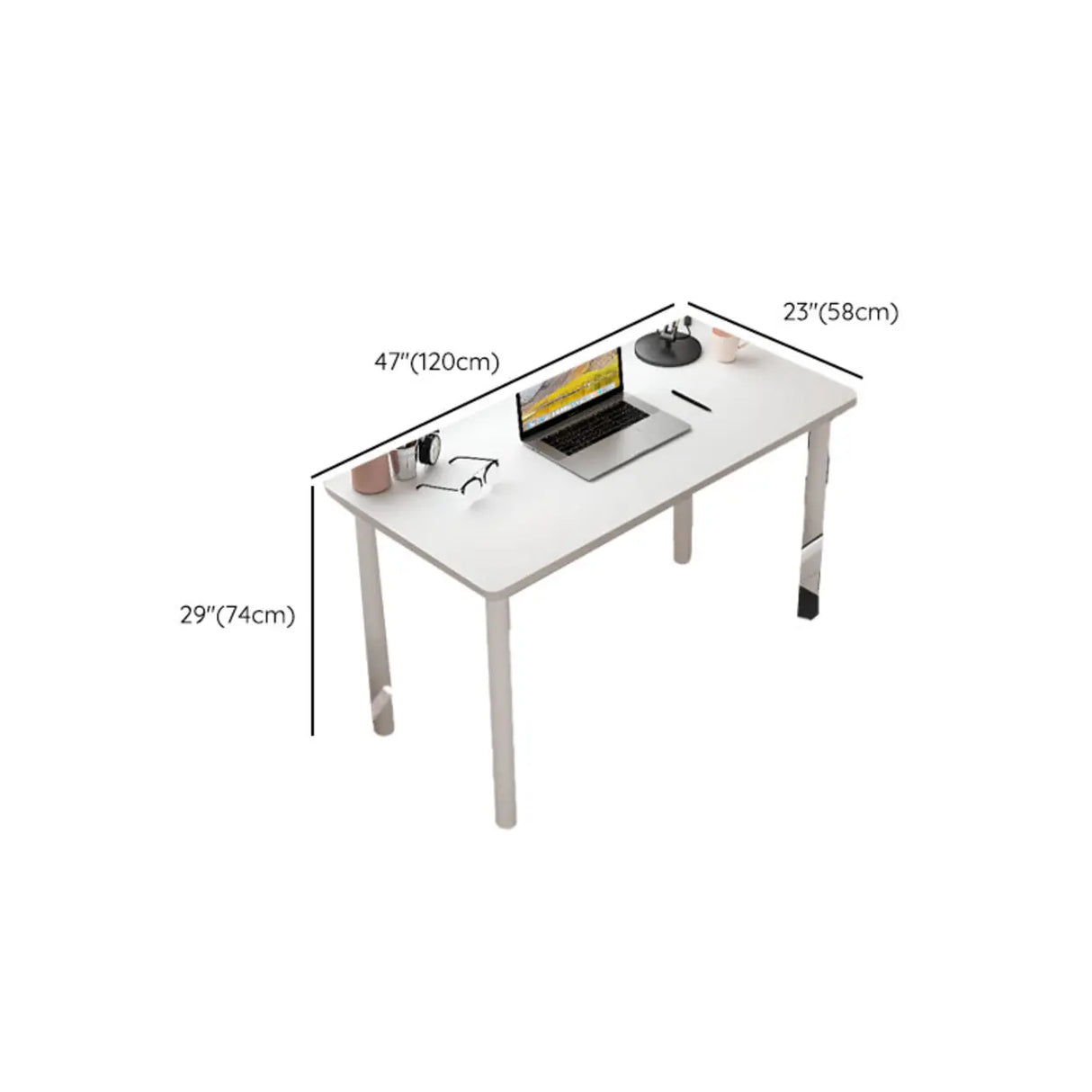 Small White Rectangular Wooden Writing Desk Image - 12