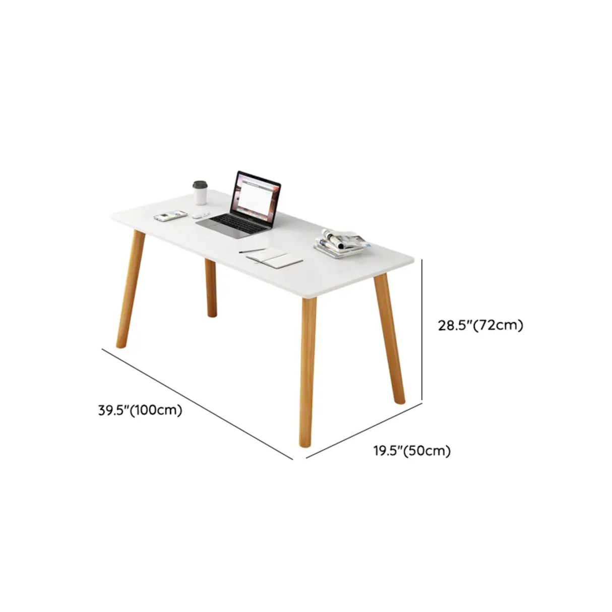 Small White Timber Rectangular Writing Desk Image - 19