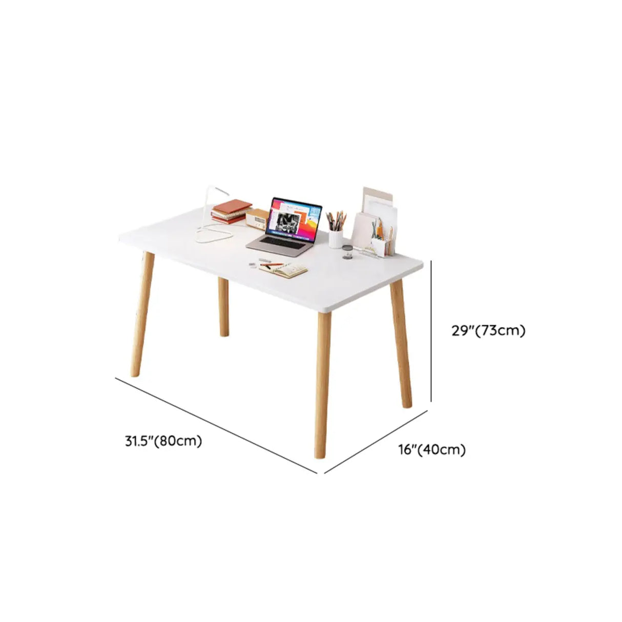 Small White Timber Rectangular Writing Desk Image - 21