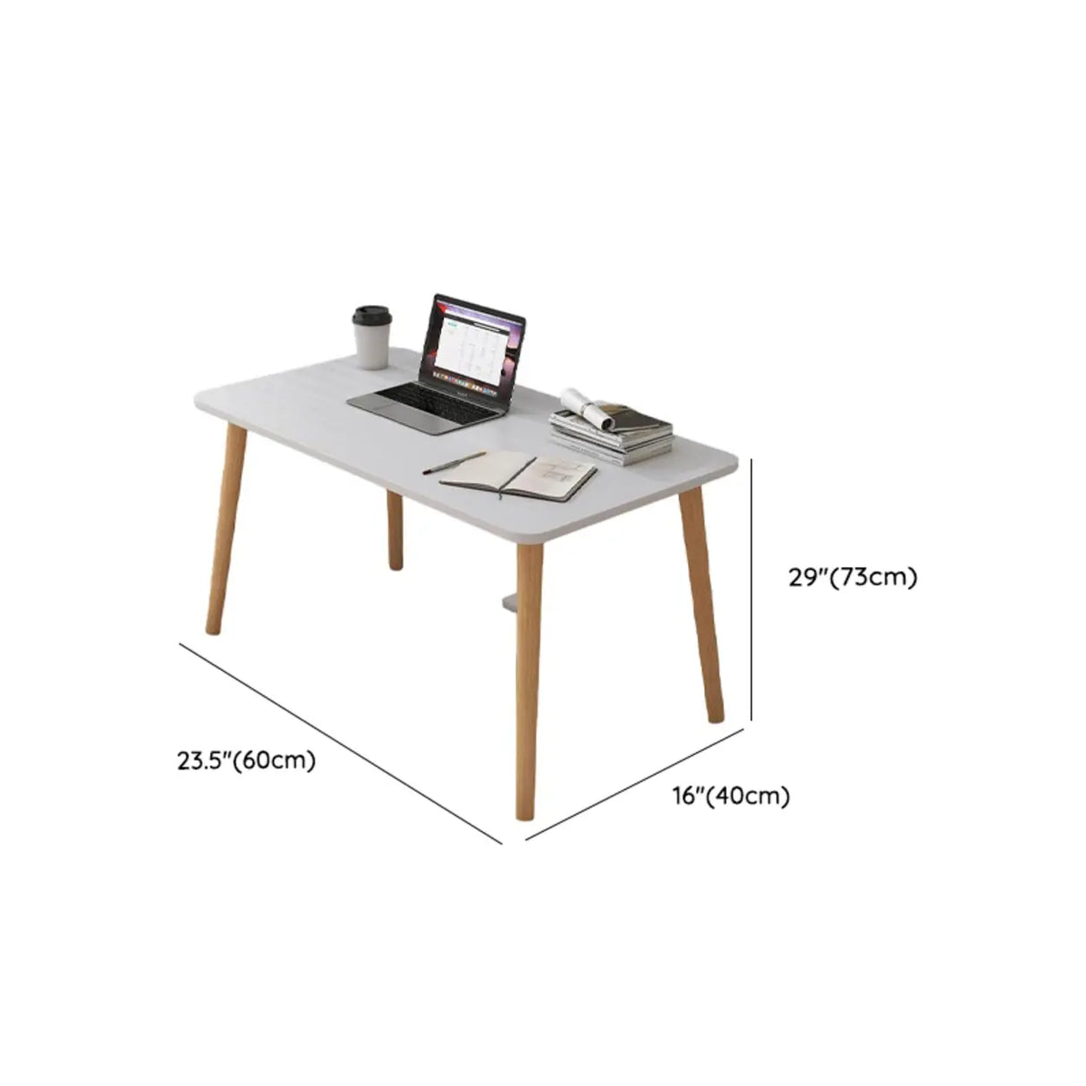 Small White Timber Rectangular Writing Desk Image - 24