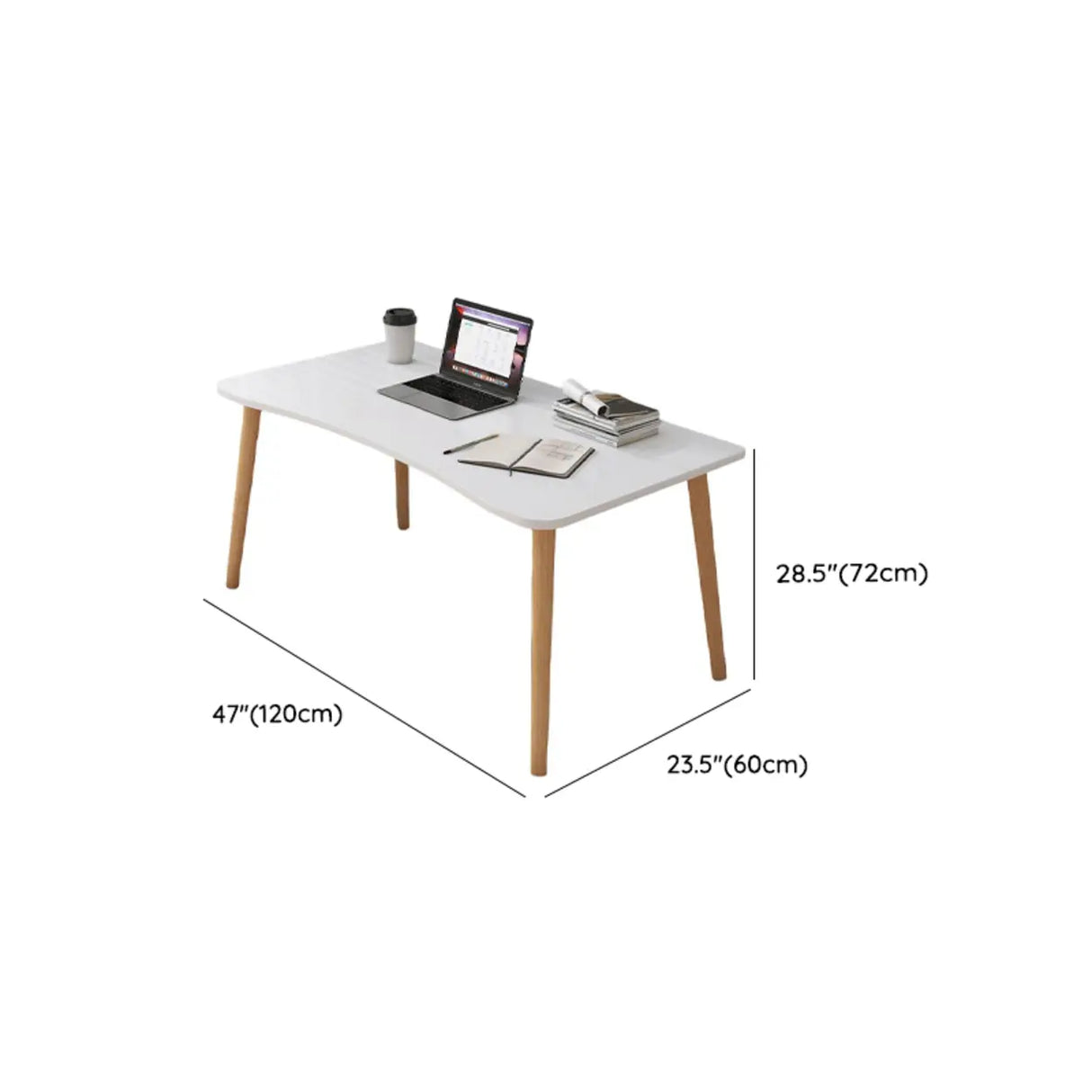 Small White Timber Rectangular Writing Desk Image - 25