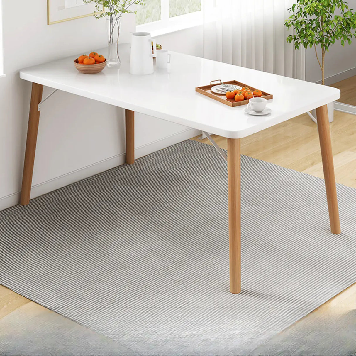 Small White Timber Rectangular Writing Desk Image - 5