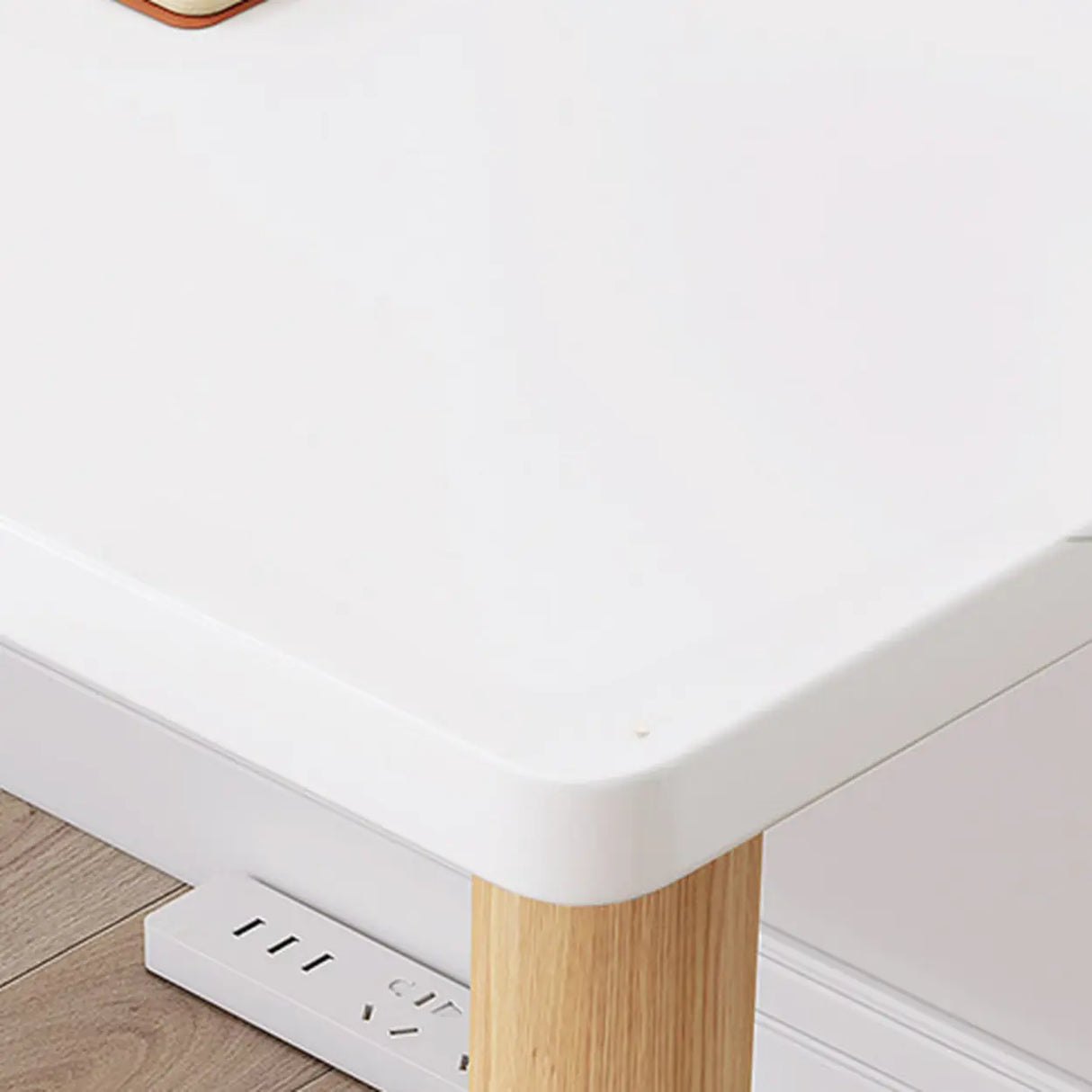 Small White Timber Rectangular Writing Desk Image - 8