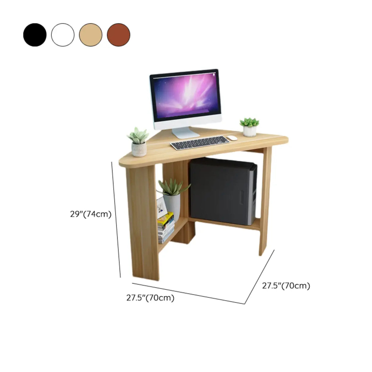 Small Wood Exterior Shelf Triangle Corner Computer Desk 