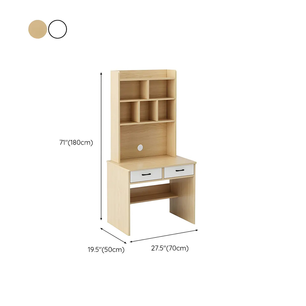 Small Wood H-Shape Base Credenza Desk with Hutch 