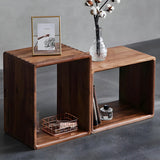 Small Wood Open Cube Storage Bookcase Brown Image - 12