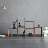 Small Wood Open Cube Storage Bookcase Brown Image - 13