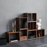 Small Wood Open Cube Storage Bookcase Brown Image - 7