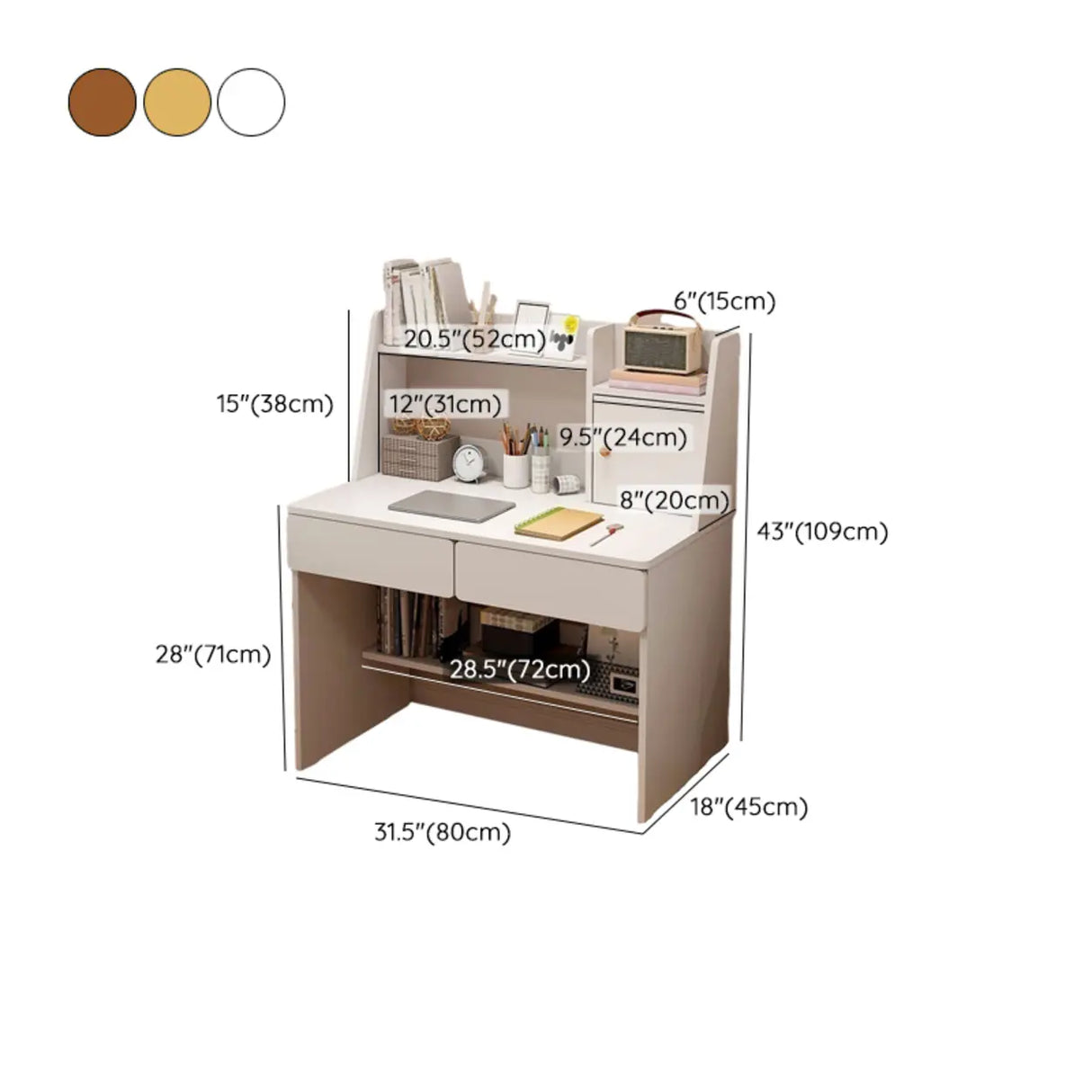 Small Wood Rectangle Sled Base Credenza Desk with Hutch Image - 15