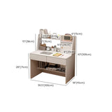 Small Wood Rectangle Sled Base Credenza Desk with Hutch Image - 16