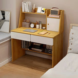 Small Wood Rectangle Sled Base Credenza Desk with Hutch Image - 5