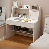Small Wood Rectangle Sled Base Credenza Desk with Hutch Image - 9