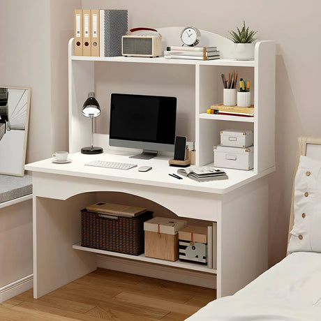 Small Wood Sled Base Writing Desk with Exterior Shelf Image - 11
