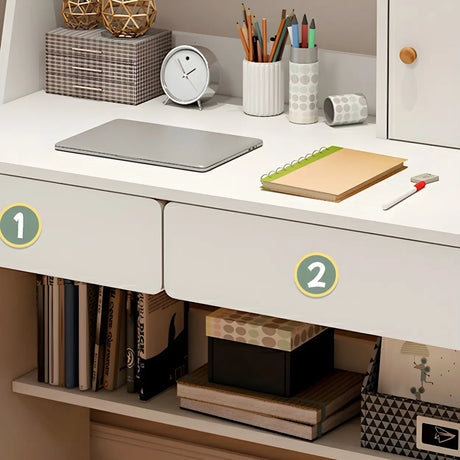 Small Wood Sled Base Writing Desk with Exterior Shelf Image - 12