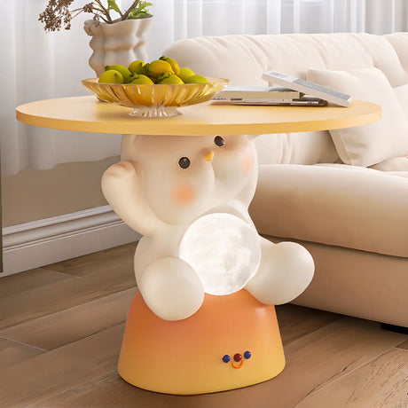 Smart Control Bear-Shaped Yellow Resin Kids Nightstand Image - 2