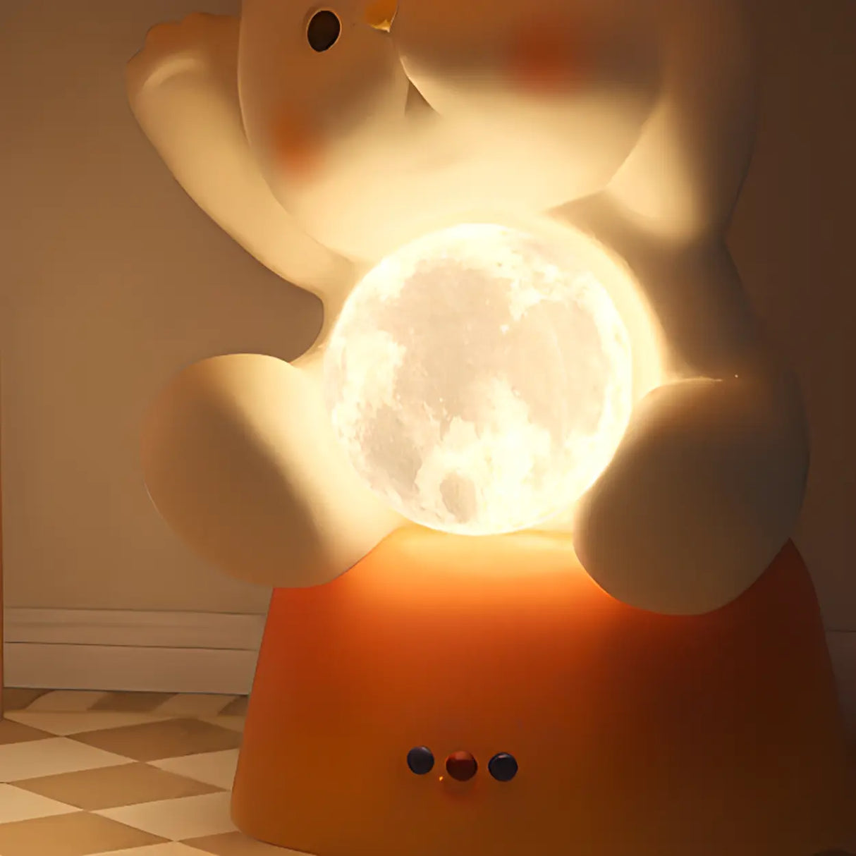 Smart Control Bear-Shaped Yellow Resin Kids Nightstand Image - 7