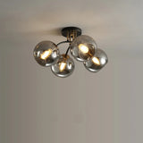 Smoke Gray Atomic Globe Semi-Flush Mount Lamp 6-Light Image - 10