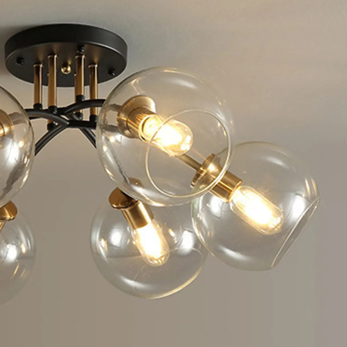 Smoke Gray Atomic Globe Semi-Flush Mount Lamp 6-Light Image - 14