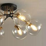 Smoke Gray Atomic Globe Semi-Flush Mount Lamp 6-Light Image - 14