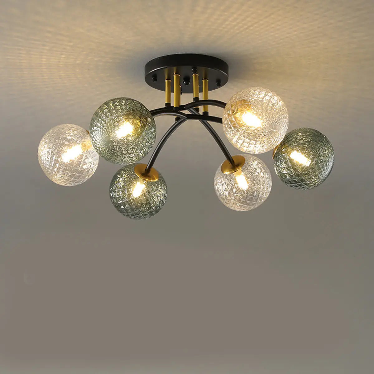 Smoke Gray Atomic Globe Semi-Flush Mount Lamp 6-Light Image - 15