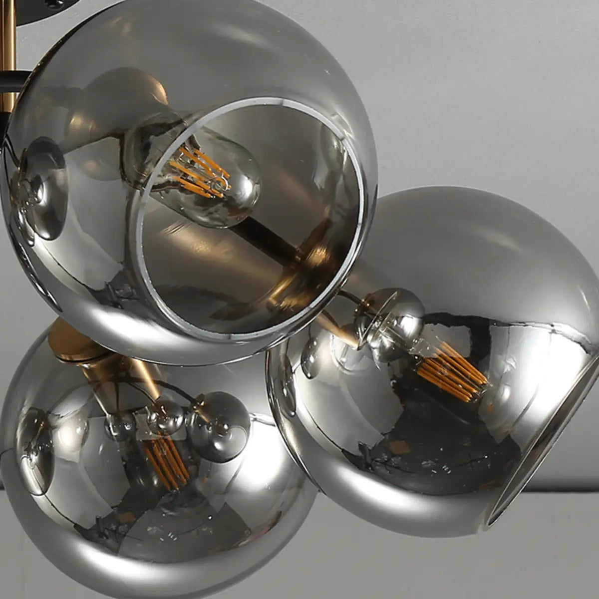 Smoke Gray Atomic Globe Semi-Flush Mount Lamp 6-Light Image - 16