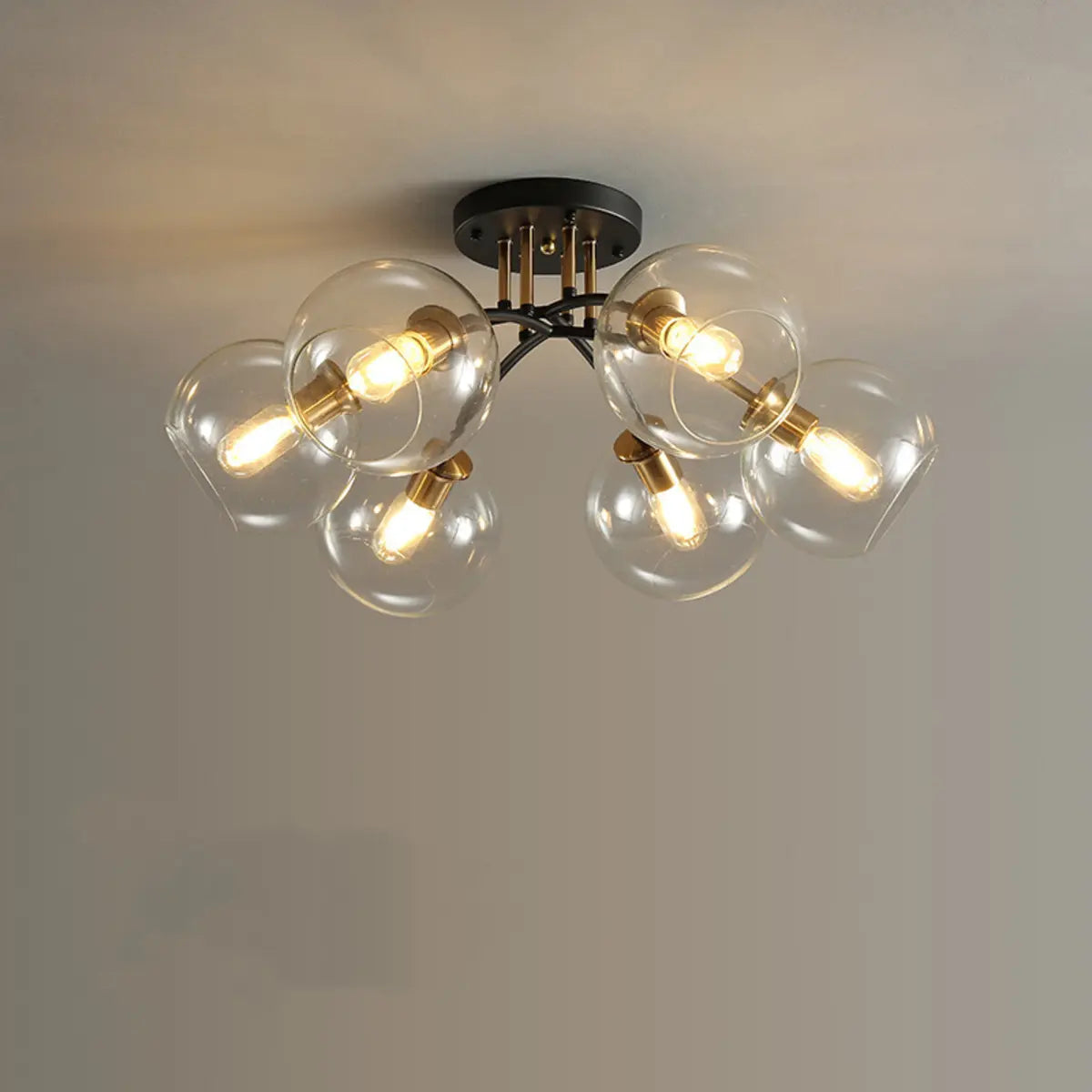 Smoke Gray Atomic Globe Semi-Flush Mount Lamp 6-Light Image - 18