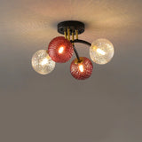 Smoke Gray Atomic Globe Semi-Flush Mount Lamp 6-Light Image - 2