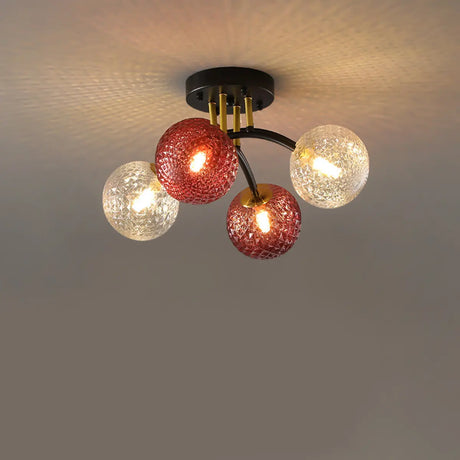 Smoke Gray Atomic Globe Semi-Flush Mount Lamp 6-Light Image - 2