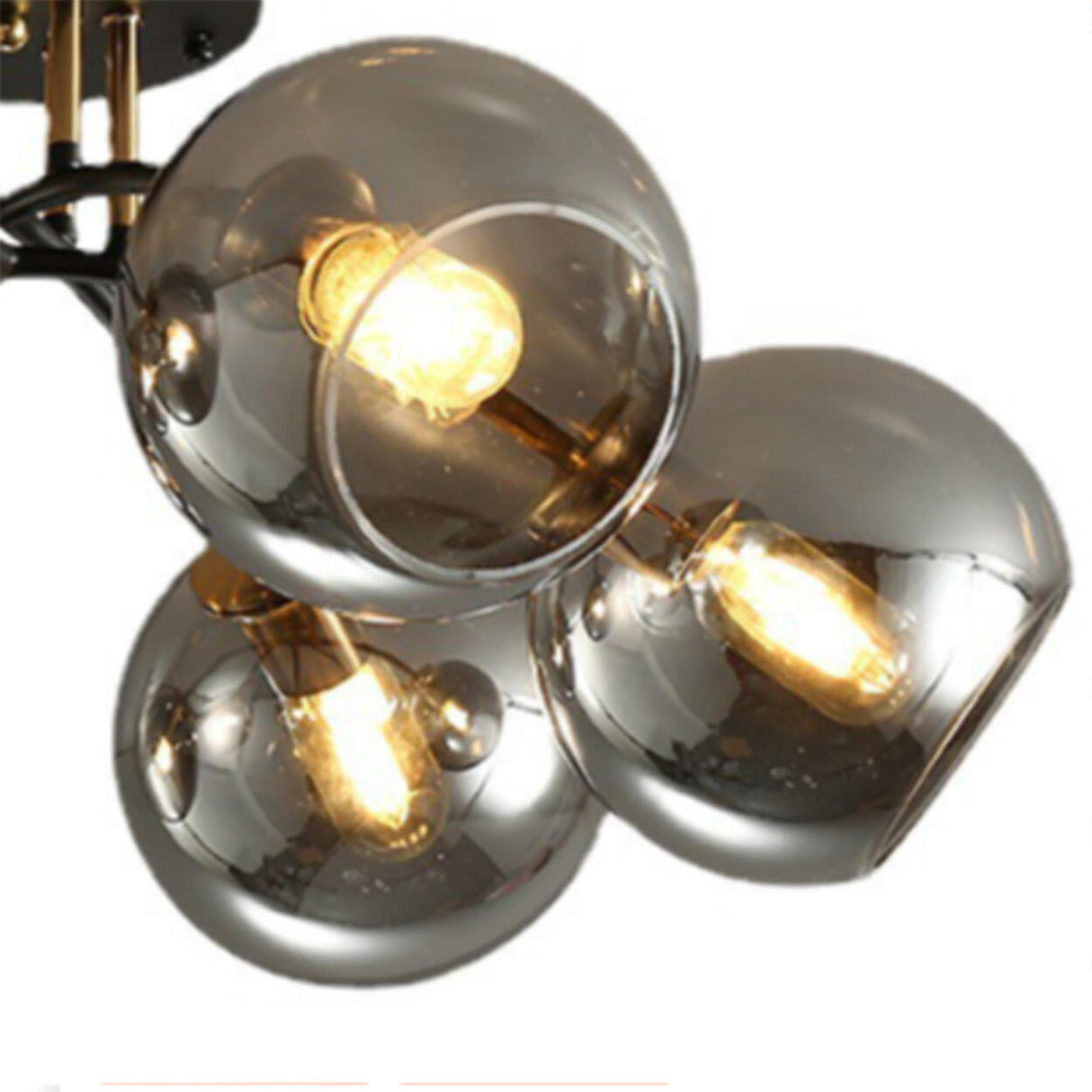 Smoke Gray Atomic Globe Semi-Flush Mount Lamp 6-Light Image - 20