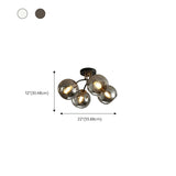 Smoke Gray Atomic Globe Semi-Flush Mount Lamp 6-Light #size