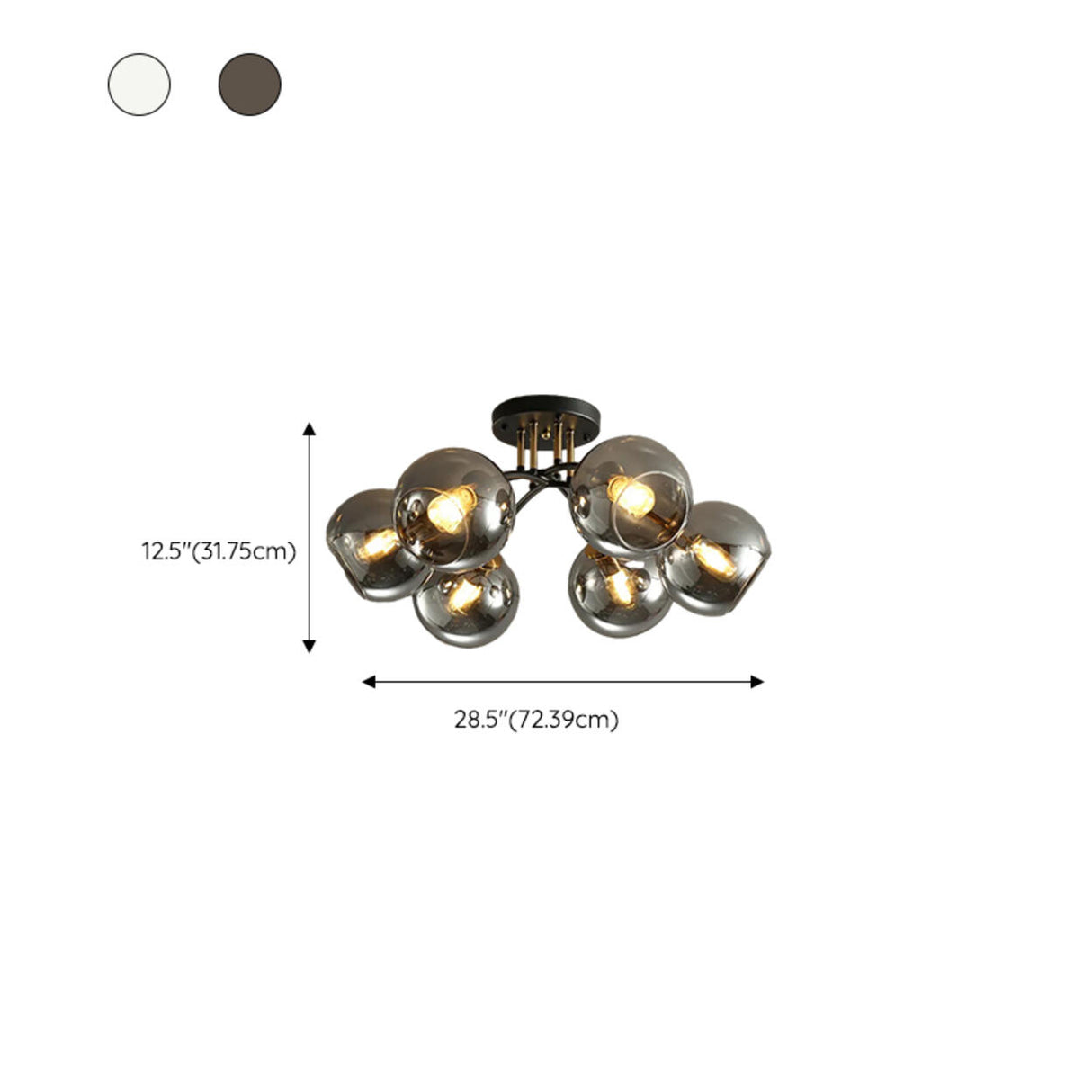 Smoke Gray Atomic Globe Semi-Flush Mount Lamp 6-Light Image - 22