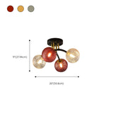 Smoke Gray Atomic Globe Semi-Flush Mount Lamp 6-Light Image - 23