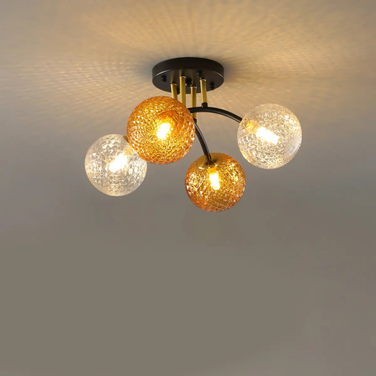 Smoke Gray Atomic Globe Semi-Flush Mount Lamp 6-Light Image - 3