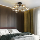 Smoke Gray Atomic Globe Semi-Flush Mount Lamp 6-Light Image - 4