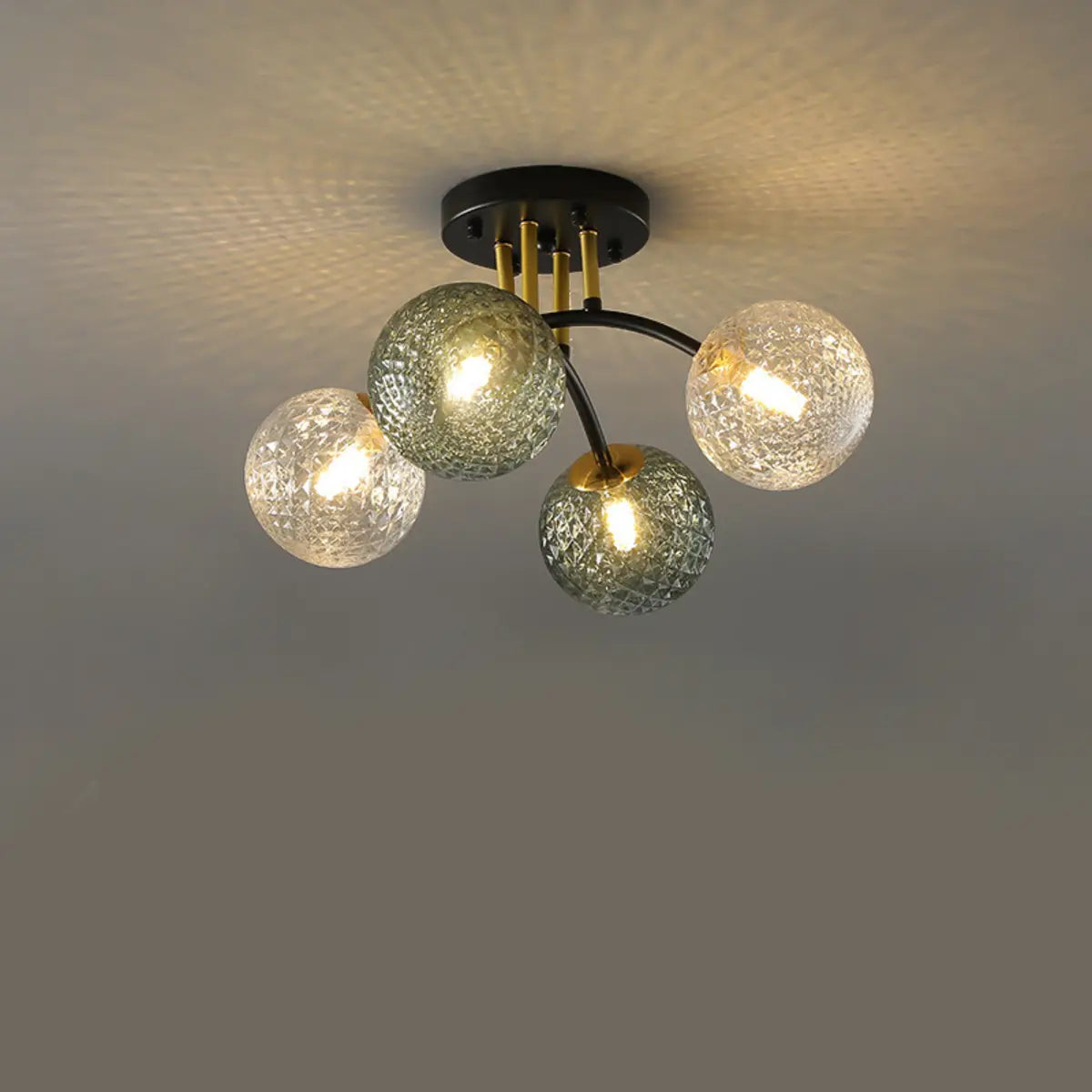 Smoke Gray Atomic Globe Semi-Flush Mount Lamp 6-Light Image - 5