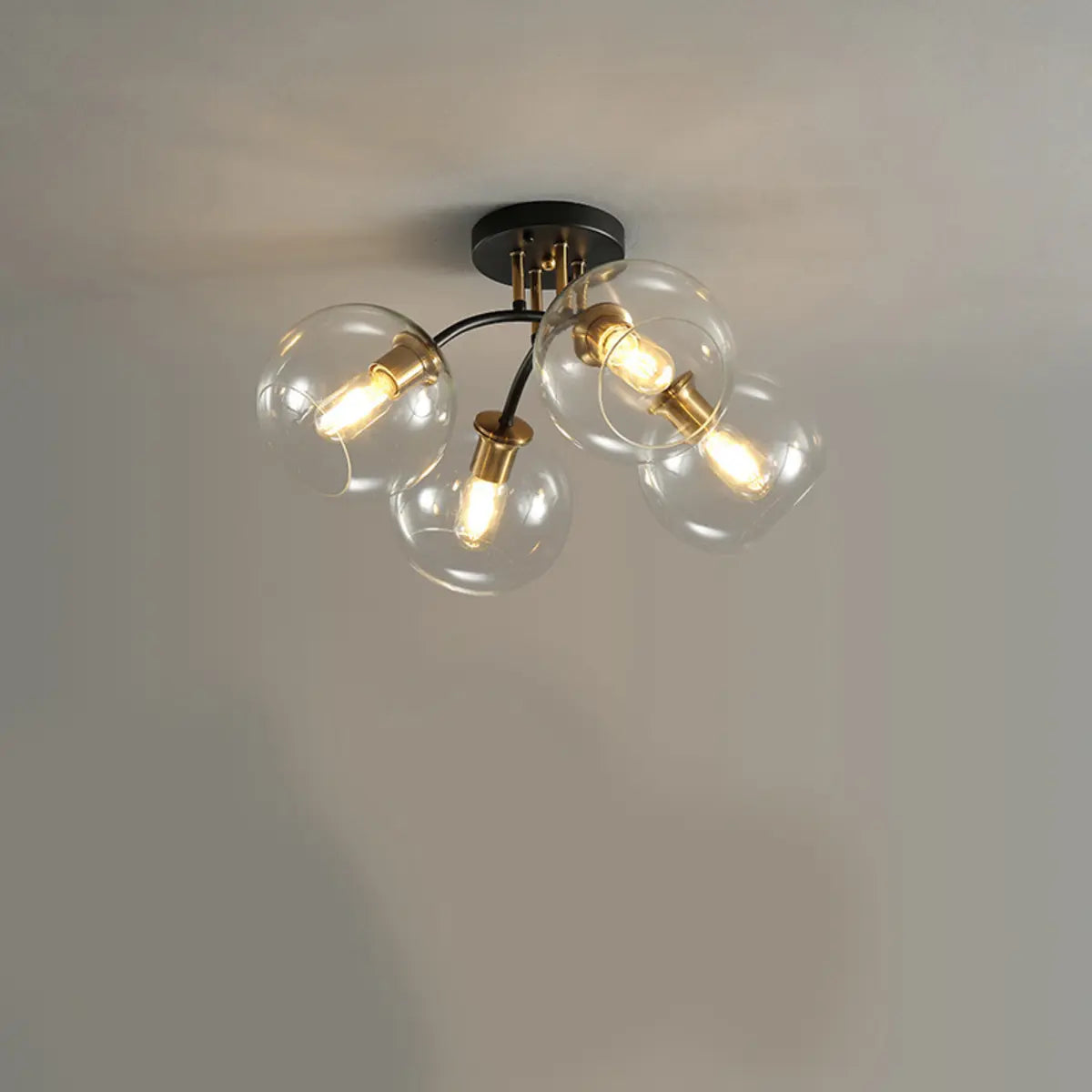 Smoke Gray Atomic Globe Semi-Flush Mount Lamp 6-Light Image - 7