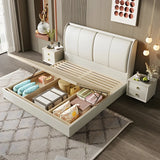 Soft Beige Queen Upholstered Wingback Bed with Storage Image - 12