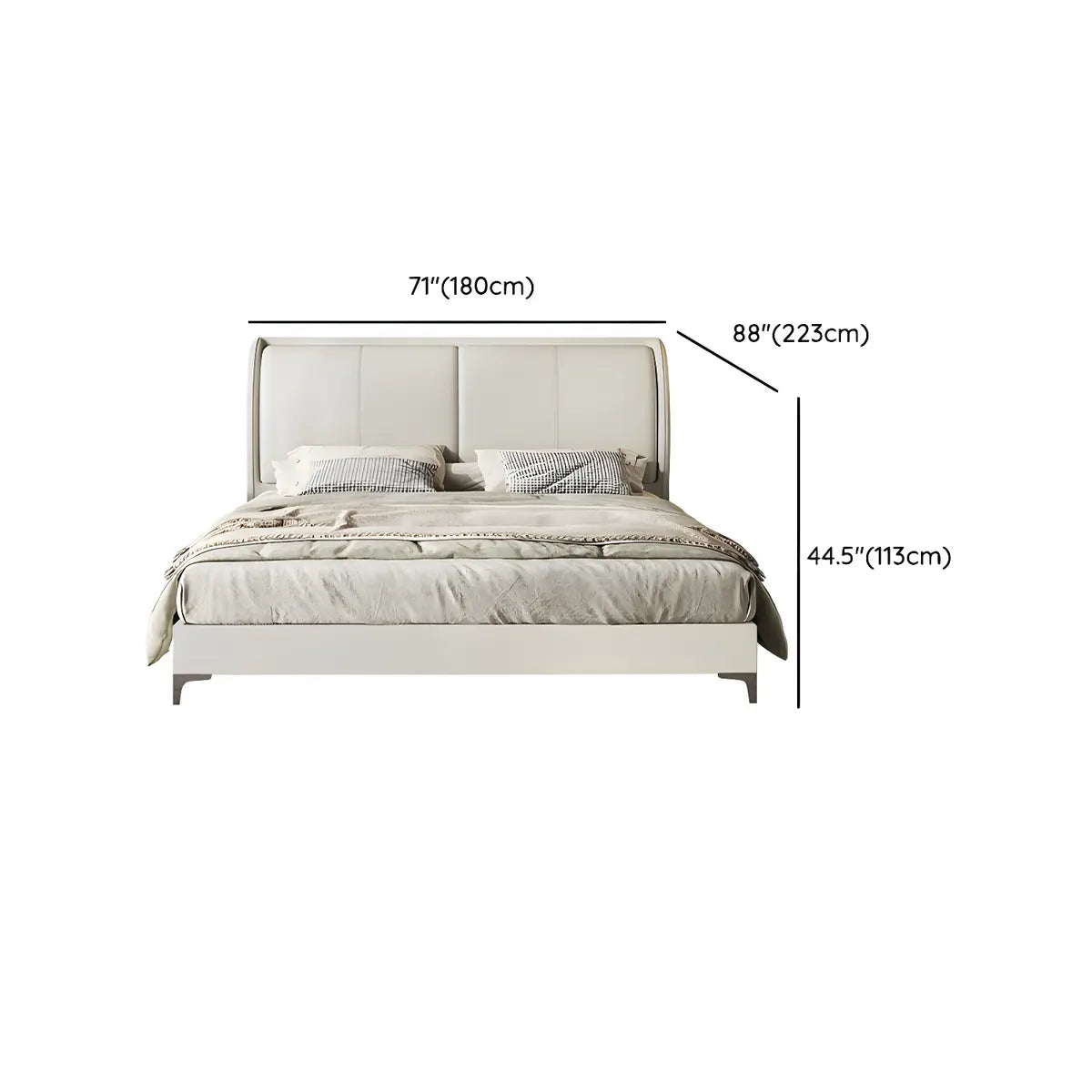 Soft Beige Queen Upholstered Wingback Bed with Storage Image - 14