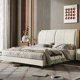 Soft Beige Queen Upholstered Wingback Bed with Storage Image - 2