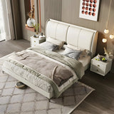 Soft Beige Queen Upholstered Wingback Bed with Storage Image - 4