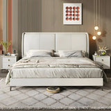 Soft Beige Queen Upholstered Wingback Bed with Storage Image - 5