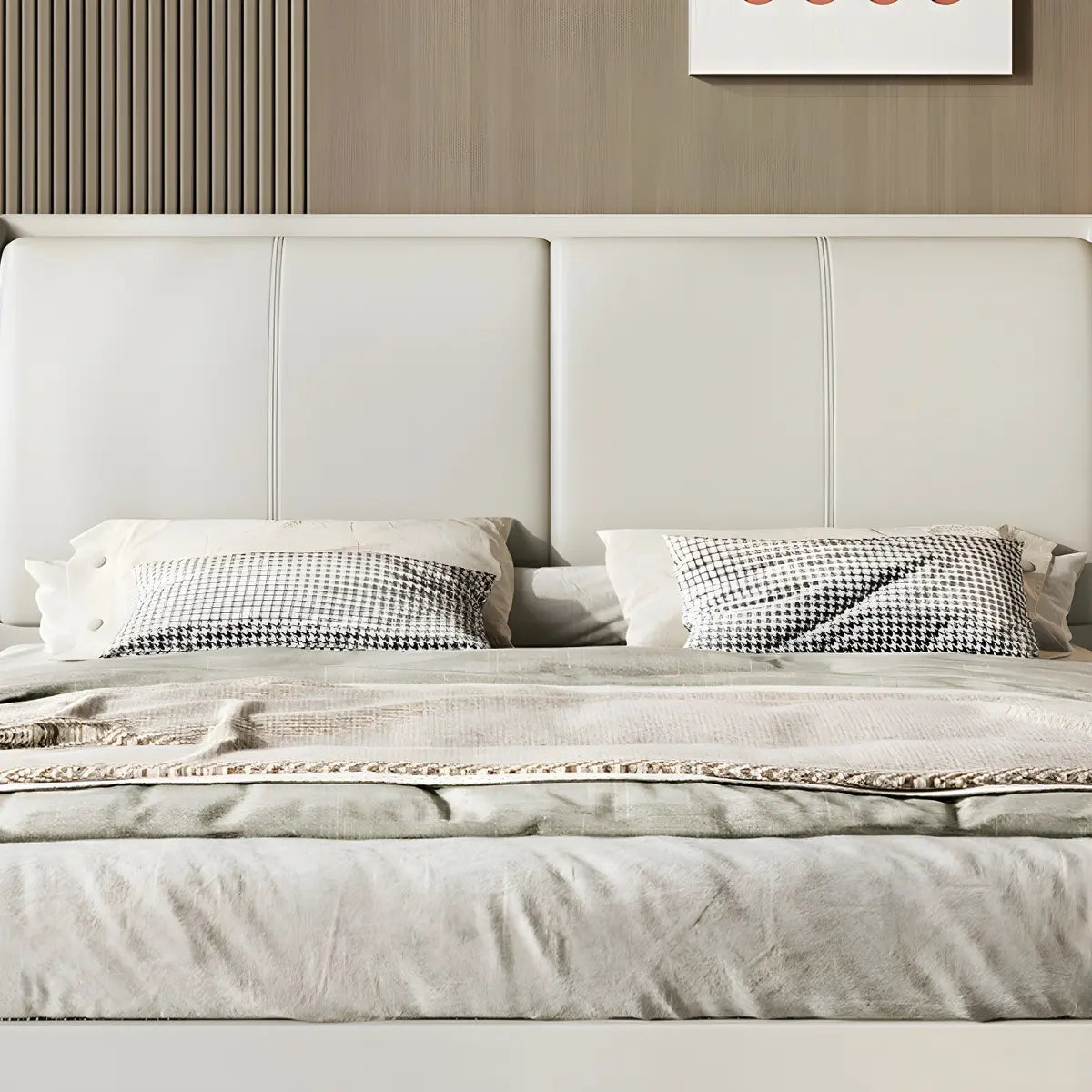 Soft Beige Queen Upholstered Wingback Bed with Storage Image - 9