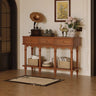 Soft Close Wooden Rectangular Brown Storage Console Table Image - 3