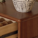 Soft Close Wooden Rectangular Brown Storage Console Table Image - 6