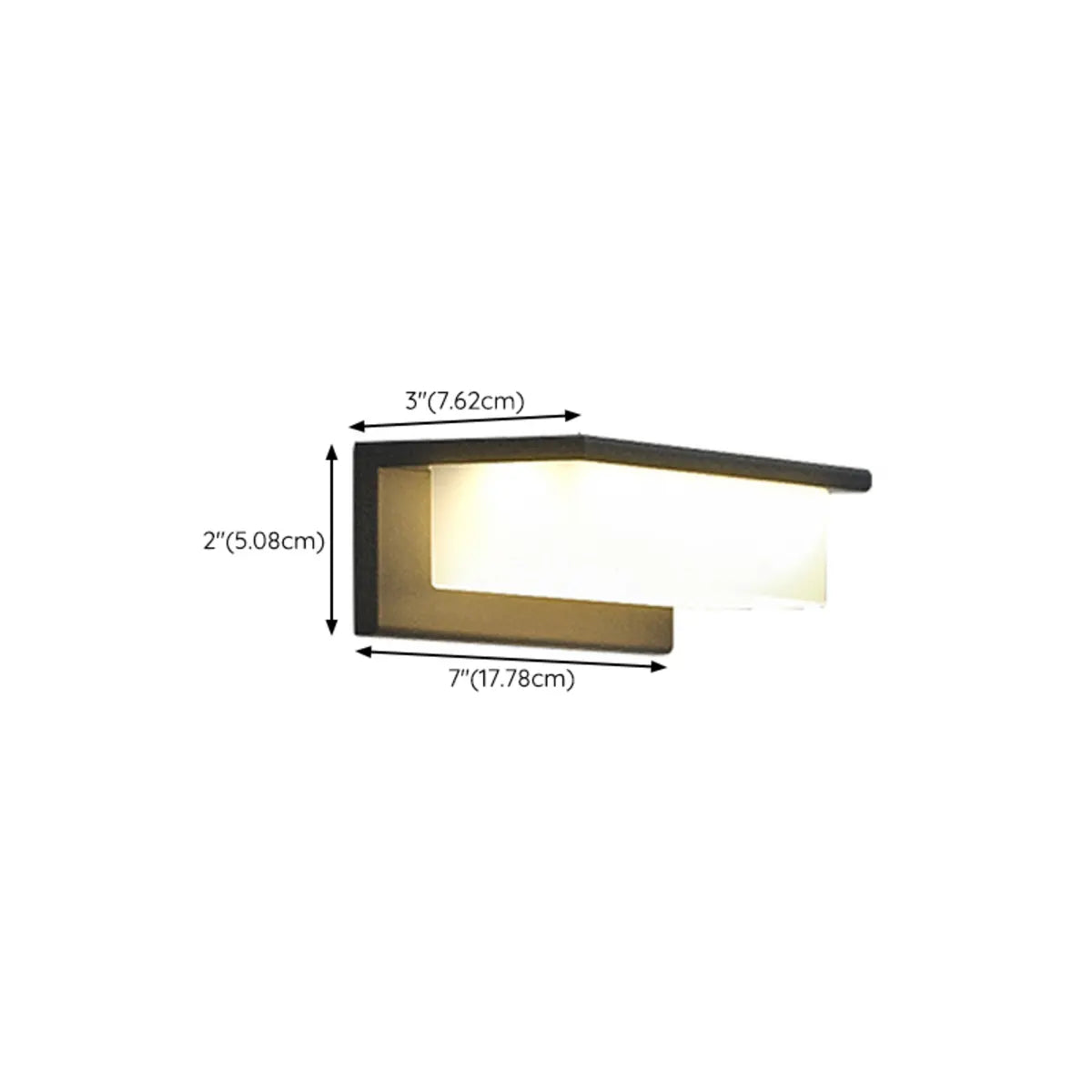 Solar Black Rectangular LED Outdoor Wall Light  