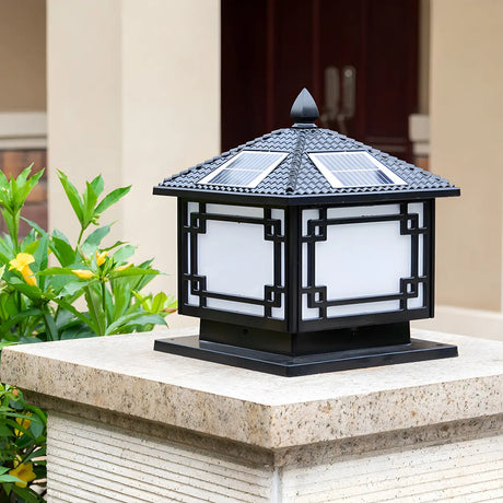 Solar Chinese Style Square Garden Outdoor Table Lamp Image - 1