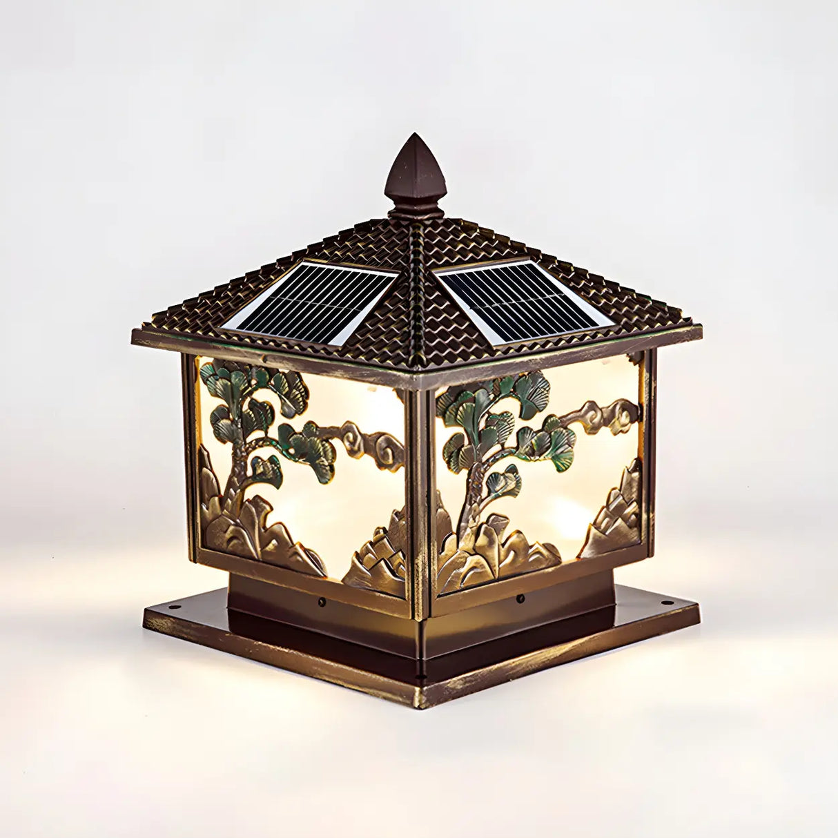 Solar Chinese Style Square Garden Outdoor Table Lamp Image - 3