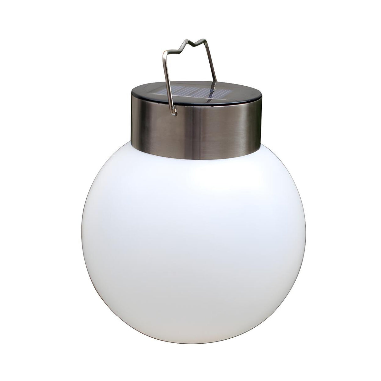 Solar-Powered White Outdoor LED Globe Pendant Light Image - 5